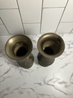 Vintage Pair Of Decorative Brass Vases 7      6 3 4   