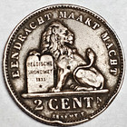 Belgium 1911 Two Centimes Albert I Dutch Text Km  65 Vf Free Shipping