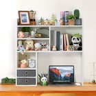 Desktop Bookshelf  With 7 Shelves And 2 Drawers For Dorm Office Home  White