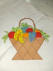 Vintage Tri Chem  Liquid Embroidery  White Tablecloth  Square Fruit Basket 