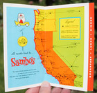 Vintage 1964 Sambo s Restaurant Souvenir Menu Map California West Coast Diner