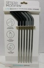2 Packs-simple Modern 6pk Silicone Tip Reusable Stainless Steel Straws