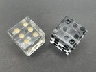 Pair Of Vintage 1 5    Jumbo Large Clear Lucite Dice Black   White Dots In Bags