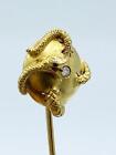 Antique 14k Snake Diamond   Globe Stickpin