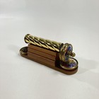Vtg Spiraled Brass Kaleidoscope By Sheryl Koch W  Wood Stand  Signed By Artist