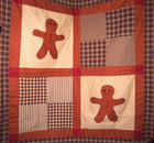 Rust Color Gingerbread Man Quilted-style Christmas Throw wall Hanging-42  X 36 
