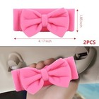  2pcs Car Inside Grab Handle Cove  Cute Bow Plush Inside Roof Handle Pink