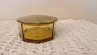Vintage Amber Glass Vanity Powder Box With Celluloid Lid