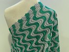 Kelly Green Sulver Rhinestones Embroidered Bridal Lace Fabric 50    Width 5 Yard
