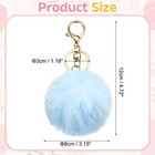 Pom Pom Keychain  Faux Rabbit Fur Fluffy Pompoms Keyring  Sky Blue light Gold