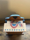 Vtg Wooden Recipe Box Rooster Hearts Folk Art Country Farmhouse Kitchen Storage