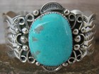Navajo Indian Sterling Silver   Turquoise Bracelet By Cleveland