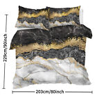 Soft Black Gold Marble Pattern Duvet Cover Set 3pcs Full King Bedroom All Season
