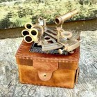 Vintage Maritime Brass Nautical Sextant Leather Case Kelvin Hughes London 1917