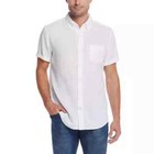 Weatherproof Vintage Men   s Washable Linen Short Sleeve Woven Shirt  White  L