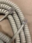 25  Ft Phone Curly Coil Cord Nortel Ash Tan Beige Executone Inter-tel Vodavi