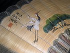 Vintage Chinese Hand Painted Bamboo Fan 70  Wall Decor Cranes Pine Signed Seal