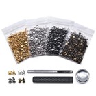 400 Sets Leather Rivets  Double Cap Rivet Tubular 4 Colors Metal Studs With F   