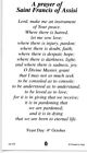 St  Francis Of Assisi - Laminated  Holy Cards   Quantity 1 Cards