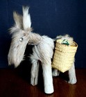 Vtg Donkey Figurine Real Fur Dominican Republic Marchanta Donkey Folk Art