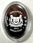2012 Singapore  5 Giant Panda Proof Colorized Oval 1oz Silver Coin In Box