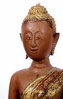 1900 s Thai Burmese Siam Gilt Lacquer Wood Buddha Figurine Statue