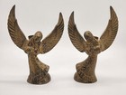 Vintage Pair Of Brass Praying Angel Candle Stick Holders Detailed Heavy