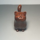 Chinese Natural Boxwood Nicely Carved Cute Kitten Statue Figurines Wooden Art 