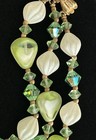 Vintage Vendome Mint Green Czech Glass Givre Ab Rhinestone Necklace Earrings Set