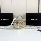Gold Diamond Quilt Mini Makeup Box Silver Hardware Party Evening Shoulder Purse