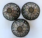 Vintage Tiffany Style Stained Glass Lamp Bell Jeweled Shade Lot Of 3