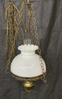 Hanging Swag Lamp Vintage 10  Milk Glass Hurricane 12 Ft Chain   Plug In Cord