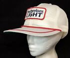 Vtg Budweiser Bud Light Mesh Trucker Snapback Hat Beer Logo Patch Usa Made Cap