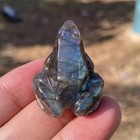 Natural Labradorite Quartz Crystal Frog Stone Carved Healing Reiki Mini Ornament