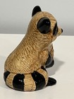 Vintage Ceramic Raccoon Figurine Autumn Harvest Corn 1980s Collectible Animal