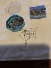Vintage Blue Plastic Octagon Shapepin Container Sewing Push Pins   Square Box