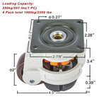 4 Pack Leveling Machine Casters With Nylon Wheel And Rubber Foot- Loading Capaci
