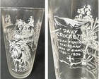  2089-vintage 1950s Davy Crockett Drinking Glass White Graphics 5       H  X 2       D