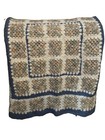 Handmade Crocheted Creme  Blues  Tan Granny Square Afghan  44x42 