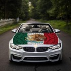 Mexico Flag Car Hood Cover Stretch Polyester Protector 4x5 Ft Automotive Hood Co
