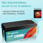 12v 300ah Deep Cycle Lithium Battery Lifepo4 200a Bms For Rv Solar Boat Off-grid