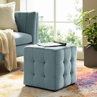 Modway Contour Tufted Button Cube Performance Velvet Ottoman  Light Blue