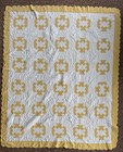 Yellow And White 1930   s Drunkards Path Cotton Patchwork Quilt 72x88