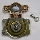 Antique Corbin Solid Brass Trunk Lock   Key   Chest  Rare Vintage Hardware Parts