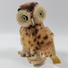 Vtg Steiff Wittie Owl 4  Mohair Luminous Green Glass Eyes Swivel Head Button Tag