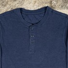 Vintage Henley Waffle Knit Thermal Long Sleeve Shirt  Blue Blank Y2k Size Large
