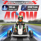 24v Kids Drift Go Kart 400w Rc Bluetooth 3-speed 10mph 14ah Lights Metal Frame