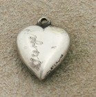Vintage Sterling Puffy Heart Charm - Flower And Two Hearts With Engr   george 
