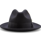 Black Lightfelt 2 1 2  Wide Brim Wool Felt Pinch Crown Fedora Hat  H-60