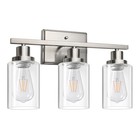  Bathroom Vanity Light Fixtures Wall Sconces Lighting With Clear 3 Light Nickel